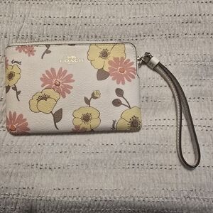 Coach Floral Wristlet in White and Pink